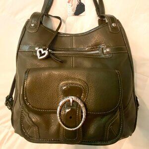 Brighton Olive Green Leather Shoulder Bag/Convertible Backpack